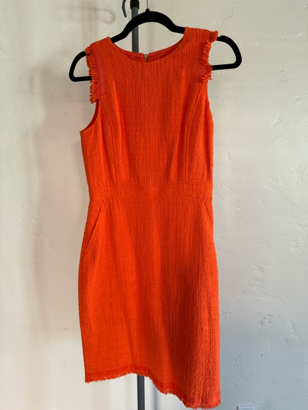J. Crew Orange Tweed Sleeveless Sheath Dress